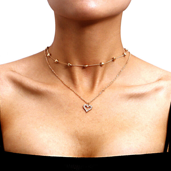 Double-layer Heart Pendant Fine Chain Necklace For Women Multilayer Gold Color Metal Necklaces Fashion Jewelry Accessories - Image 5